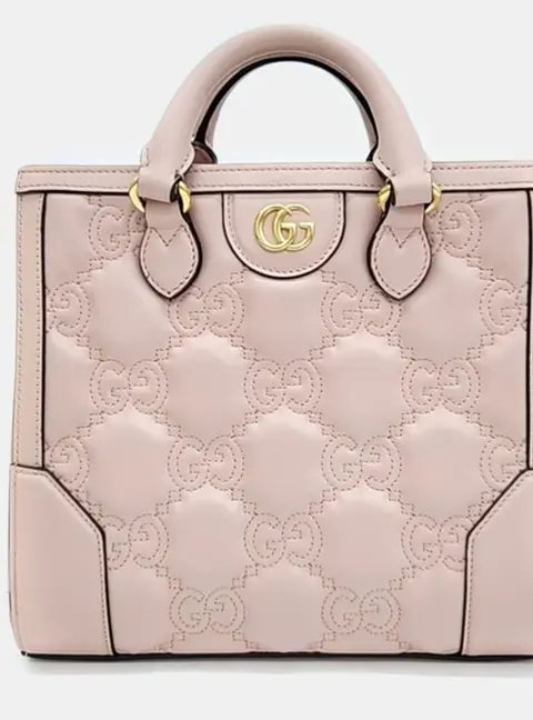 Gucci Pink Leather Matelasse Mini Top Handle Bag