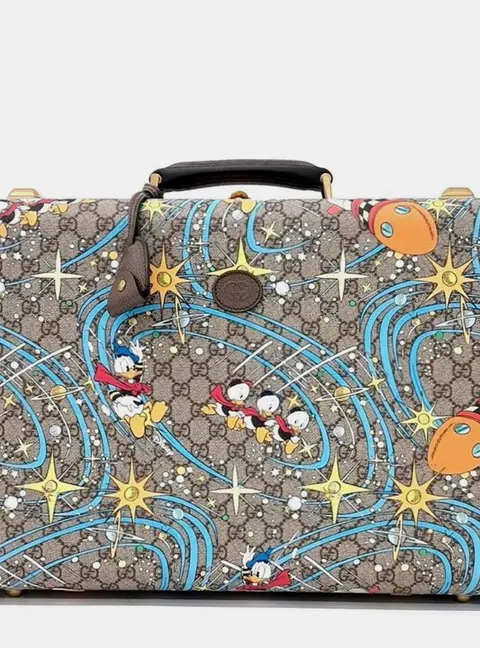 Gucci Donald Duck Disney x Gucci Suitcase Brown Monogram Canvas Top Handle Bag
