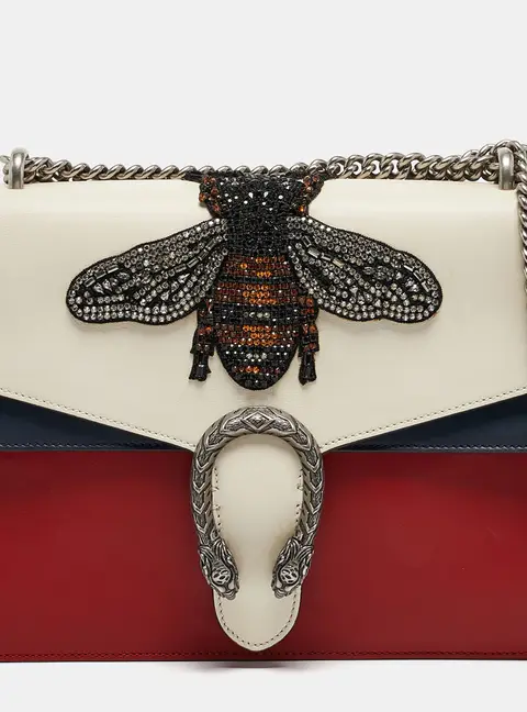 Gucci Tricolor Leather Medium Bee Embellished Dionysus Shoulder Bag