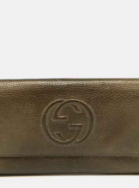 Gucci Brown Leather Soho Flap Continental Wallet