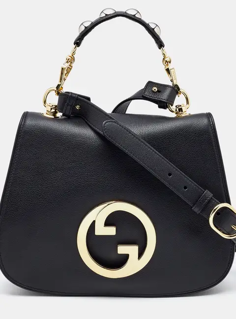 Gucci Blondie Small Black Leather Top Handle Bags