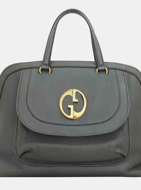 Gucci 1973 Oversized Travel Bag Grey Leather Top Handle Bag