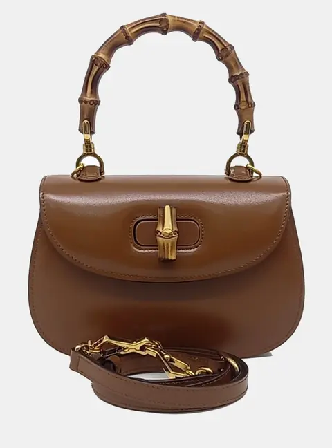 Gucci Bamboo 1947 Small Brown Leather Top Handle Bag