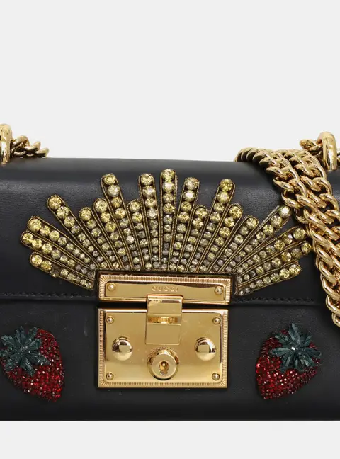 Gucci Padlock Small Black Leather Embellished Shoulder Bag