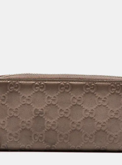Gucci Metallic Guccissima Leather Long Zip Around Wallet