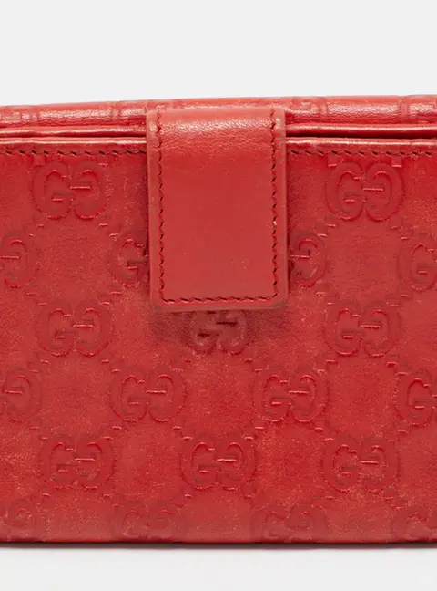 Gucci Orange Guccissima Leather Flap Compact Wallet