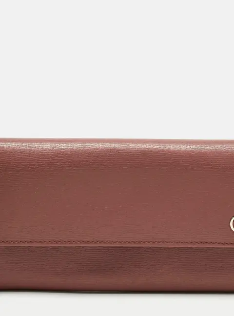 Gucci Old Rose Leather Interlocking G Flap Continental Wallet