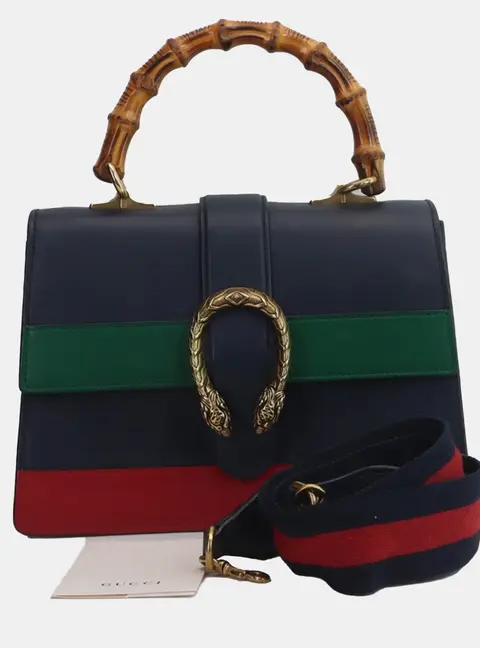Gucci Dionysus Navy Blue Medium Leather Top Handle Bag
