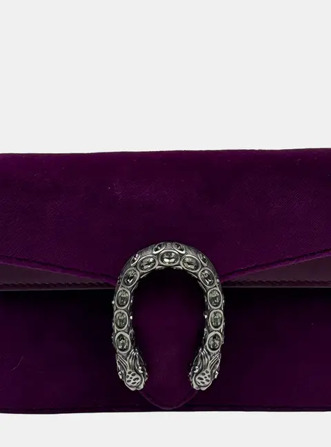 Gucci Purple Velvet And Leather Super Mini Dionysus Shoulder Bag