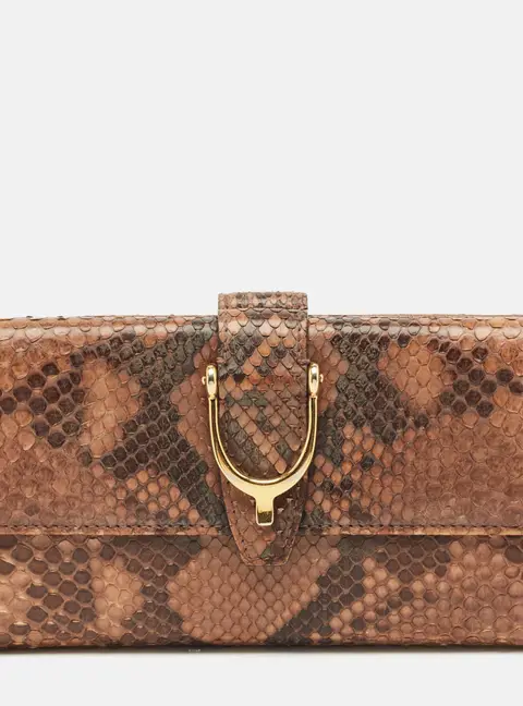 Gucci Beige Python Spur Flap Continental Wallet
