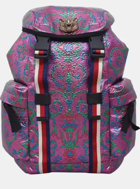 Gucci GG Multicolor Dionysus Brocade Small Purple Brocade Canvas Backpack Bag