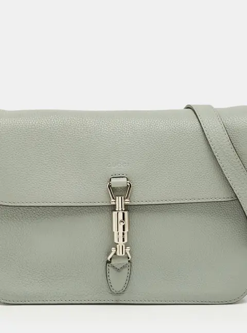 Gucci Light Blue Leather Soft Jackie Flap Shoulder Bag