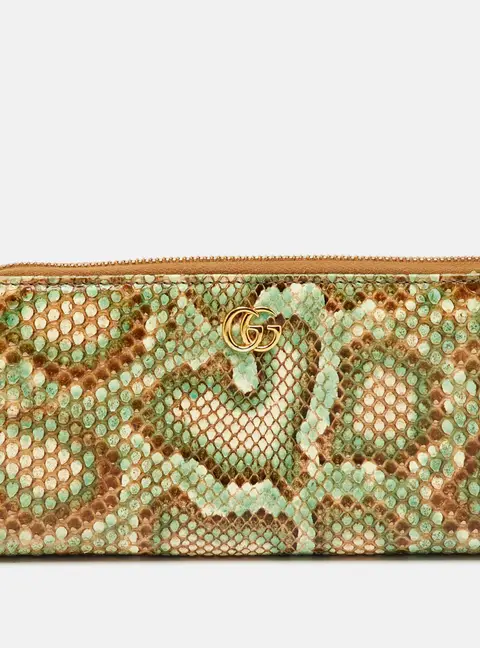 Gucci Multicolor Python GG Marmont Zip Around Wallet
