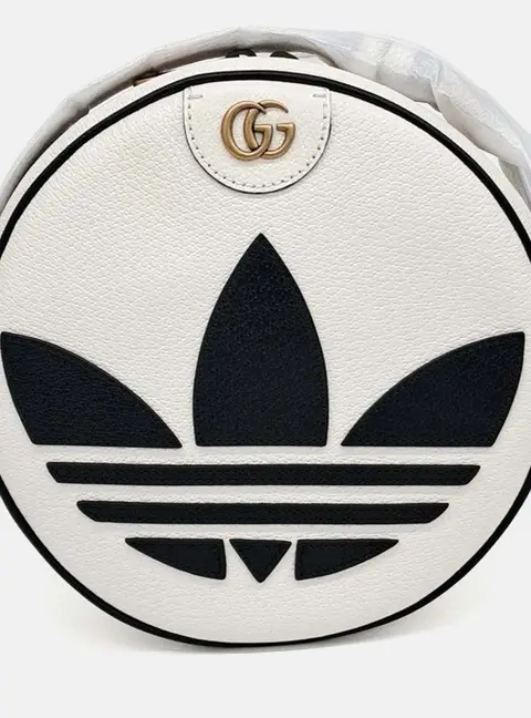 Gucci Black/White Leather X Adidas Round Crossbody Bag