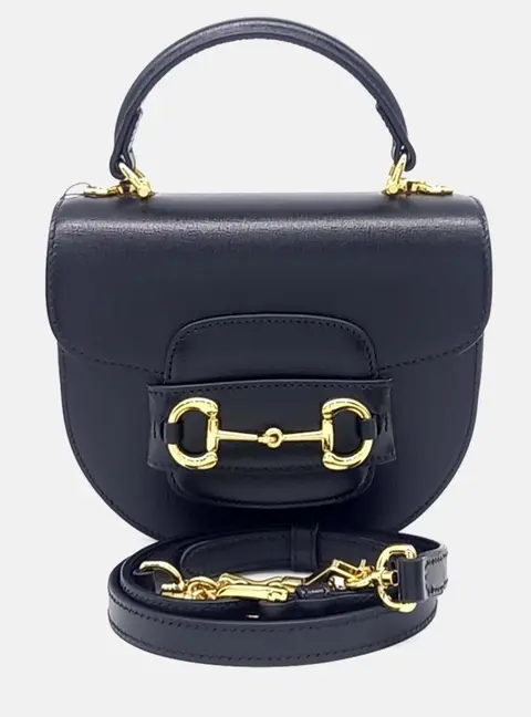 Gucci 1955 Horsebit Mini Black Leather Top Handle Bag