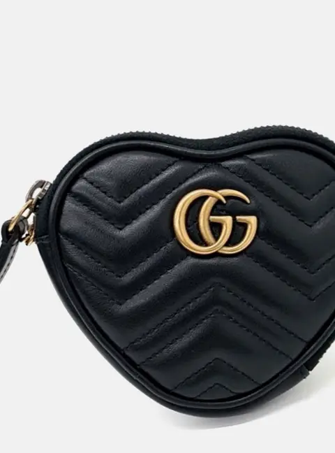 Gucci GG Marmont Black Matelasse Leather Coin Purse Bag