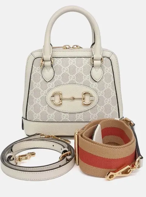 Gucci Beige Coated Canvas 1955 Horsebit Mini Top Handle Bag