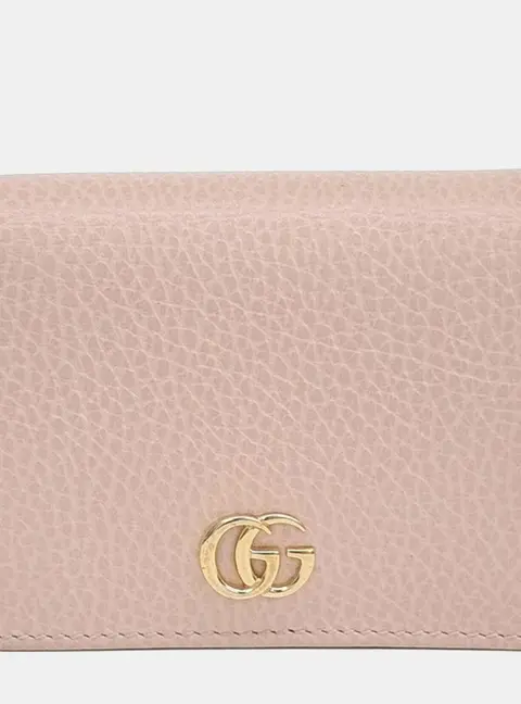 Gucci Marmont Half Wallet Pink Grained Calfskin Leather Wallet Bag