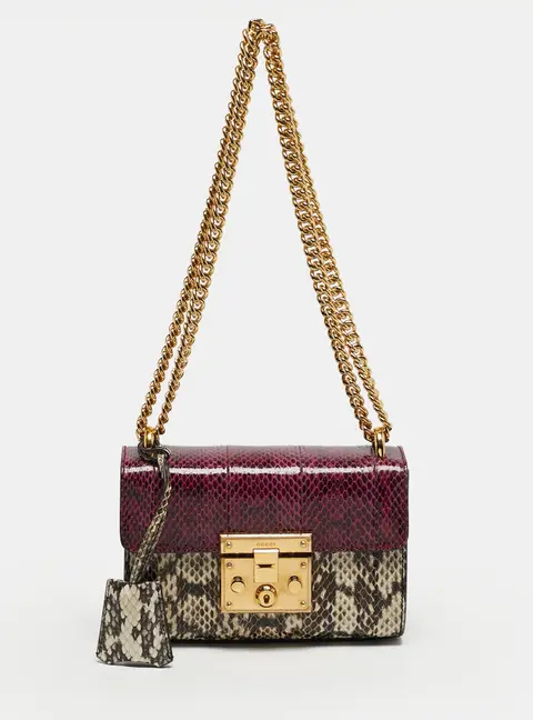 Gucci Padlock Small Snakeskin Purple/Beige Shoulder Bag