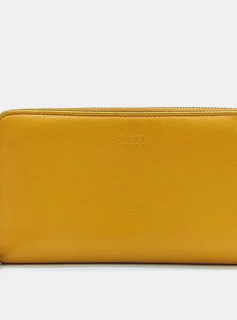 Gucci Yellow Leather Long Wallet Bag