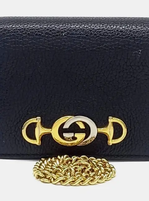 Gucci Zumi Black Grainy Leather Wallet