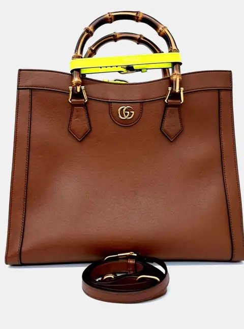 Gucci Brown Leather Diana Tote and Shoulder Bag