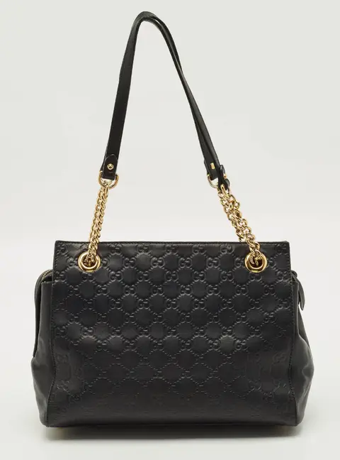 Gucci Chain Black Guccissima Leather Tote