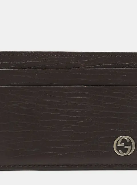 Gucci Interlocking G Dark Brown Leather Card Holder