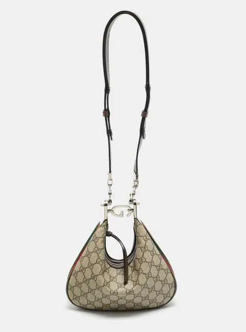 Gucci Attache Beige Small GG Supreme Canvas and Leather Bag