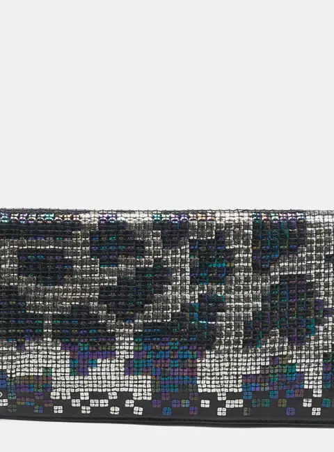 Gucci Black/Multicolor Leather and Sequins Flap Clutch