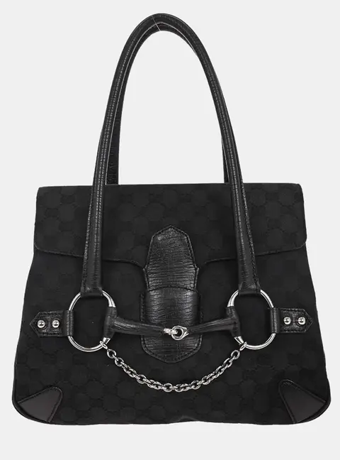 Gucci Horsebit 1955 Black GG Shoulder Bag