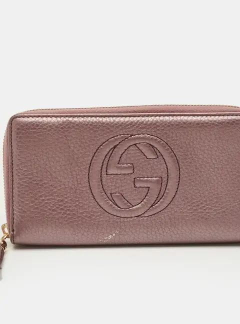 Gucci Soho Metallic Purple Leather Continental Wallet