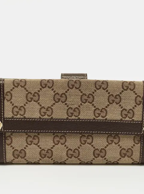 Gucci Beige/Brown GG Canvas and Leather French Wallet