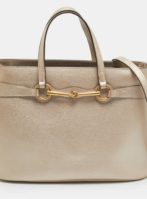 Gucci Bright Bit Medium Metallic Leather Tote