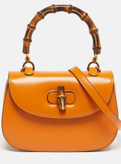 Gucci Bamboo 1947 Small Mustard Yellow Leather Top Handle Bag