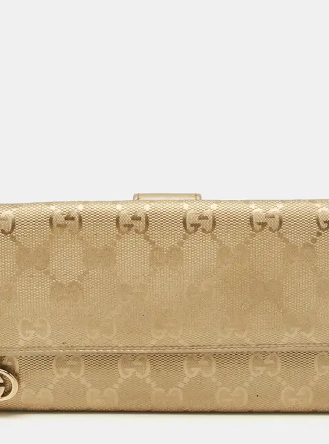 Gucci GG Twins Gold Imprime Canvas Continental Wallet