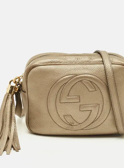 Gucci Soho Disco Small Metallic Leather Camera Crossbody Bag