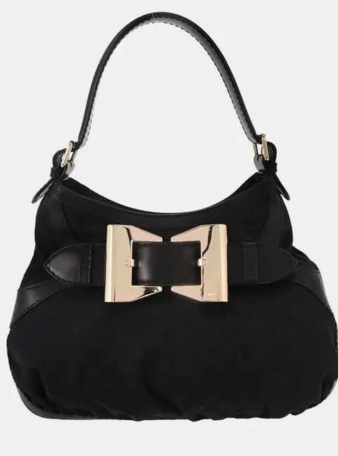 Gucci GG Queen Black Canvas Hobo Bag