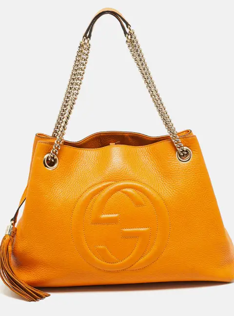 Gucci Soho Chain Medium Dark Yellow Leather Shoulder Bag