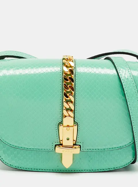 Gucci Sylvie 1969 Mini Mint Green Python Shoulder Bag