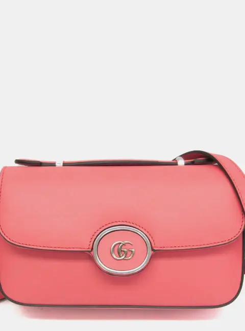 Gucci Double G Pink Leather Shoulder Bag