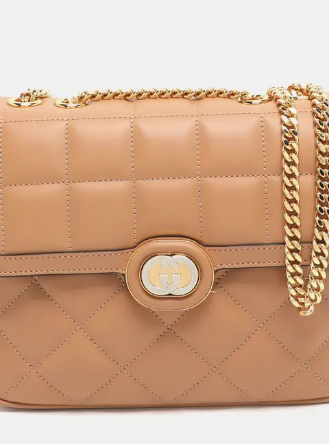 Gucci Deco Small Brown Quilted Leather Shoulder Bag