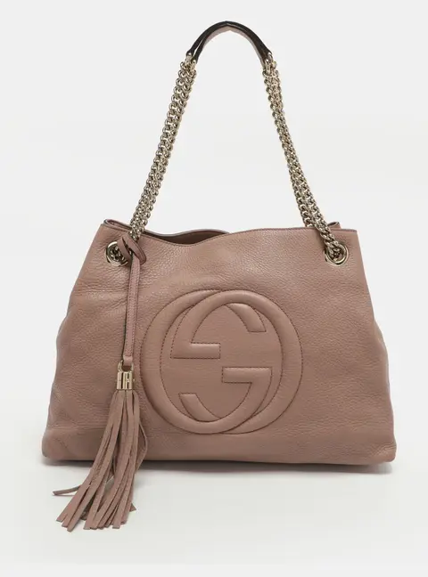 Gucci Soho Medium Rose Poudre Leather Chain Tote