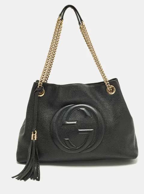 Gucci Soho Chain Medium Black Leather Shoulder Bag