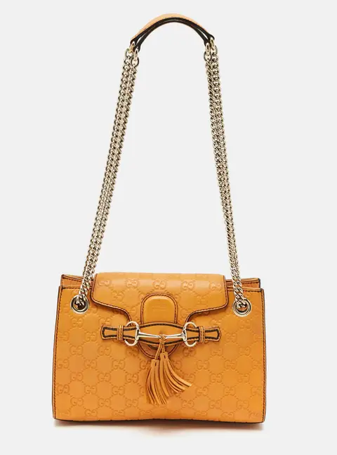 Gucci Emily Chain Orange Small Guccissima Leather Shoulder Bag