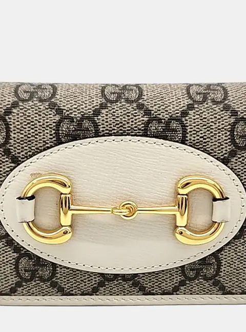 Gucci 1955 Horsebit White Monogram Canvas Bifold Wallet