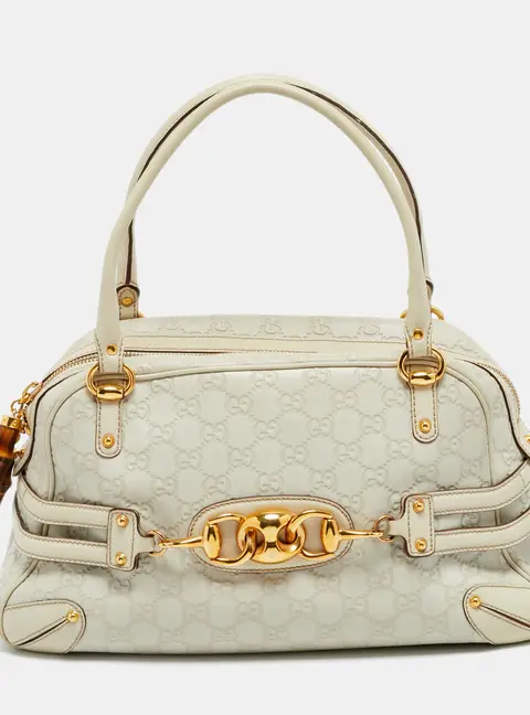 Gucci Wave Large Off White Guccissima Leather Boston Bag
