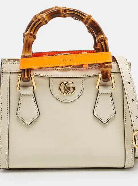 Gucci Bamboo Diana Mini Off White Leather Tote