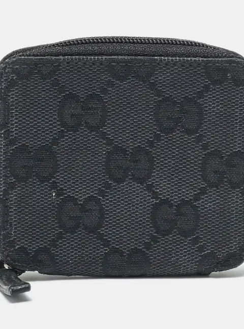 Gucci Black GG Canvas Zip Coin Purse
