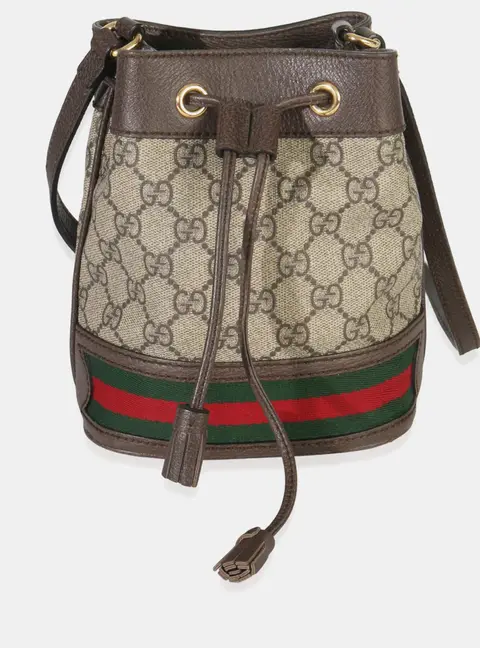Gucci Ophidia Mini Beige GG Supreme Canvas Bucket Bag
